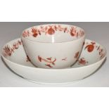 Worcester first period porcelain tea bowl and saucer