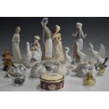 Collection of Lladro, Nao and Coalport figures, tallest 27cm