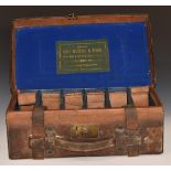 George Hinton & Sons leather bound shotgun cartridge carry case with brass fitting and original
