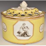 Chamberlain Worcester bough pot with three bat printed cartouches of classical figures against a