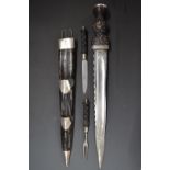 Pre-1800 dirk by Gowar with faceted 34cm blade and sheath