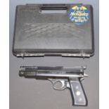 Webley Nemesis .22 air pistol with gilt emblem to the chequered grips, NVSN, in Doskocil padded
