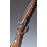 Unnamed English 12 bore side by side hammer action shotgun with engraved lock, hammers, trigger