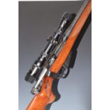 Enfield No.4 Mk.I Long Branch .303 bolt-action rifle with chequered semi-pistol grip and forend,