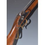 Italian .50 smooth bore percussion hammer action Kentucky style rifle with brass scrolling spurred