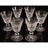 A set of six Waterford Crystal Lismore drinking glasses, 10cm tall.