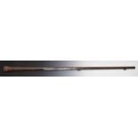 10 bore punt or similar muzzle loading gun barrel with bottom rib and ram-rod mounts, 57 inches