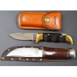 Kershaw folding field pocket knife with 10cm blade and leather pouch together with a William