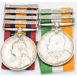 British Army Queen's South Africa Medal 1899 and King's South Africa Medal 1902 with clasps for