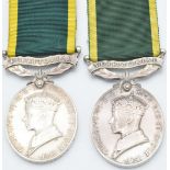 British Army two Territorial Efficiency Medals (George VI) named to 5182114 Pte S L Midwinter 5th