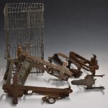 A collection of vintage/antique animal traps, largest 36cm