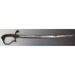 Imperial German 1898 pattern artillery officer's sword with bronze grip, guard and finely etched
