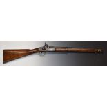 Enfield pattern percussion hammer action 2-band Cavalry carbine rifle with lock stamped '1858 and