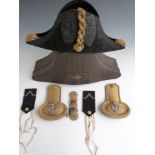 Royal Navy bicorn hat by Stumbles & Son, Devonport, size 6 3/4, metal hat box with W Sharpe RN on