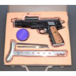 Weihrauch HW45 .177 air pistol with monogrammed and chequered grips and adjustable sights, NVSN,