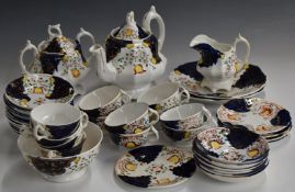 Forty two pieces of 19thC Gaudy Welsh tea ware, twelve place setting with extra pieces