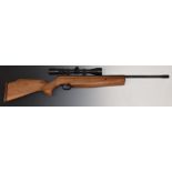 Webley Longbow .177 air rifle with chequered semi-pistol grip, raised cheek piece, adjustable