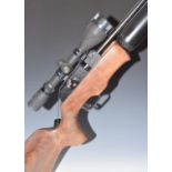 Theoben Rapid 12/200 .20 FAC rated PCP air rifle with textured semi-pistol grip, raised cheek piece,