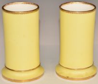 A pair of Copeland and Garrett pedestal sleeve vases, H14cm