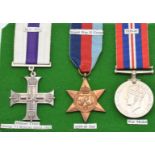 Military Cross Medal George VI dated 1945 together with 1939/1945 Star and Defence Medal