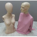 Two female shop display mannequins, height of tallest 81cm