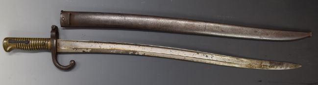 French bayonet with 57cm Yataghan blade and scabbard