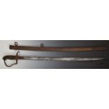 United States Navy, German stirup hilt sword with etched blade 'John Stark Newell, U.S.N', with