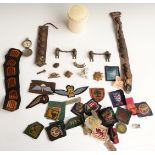 Small collection of metal and cloth buttons, badges, insignia and Boy Scout badges including Royal