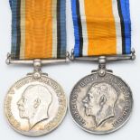 British Army WW1 medals comprising two War Medals named to 32515 Sergeant D J Wright, killed in