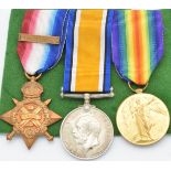 British Army WW1 medals comprising 1914 'Mons Star' with clasp for 5th August - 22nd November