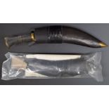 Gurkha British Army issue kukri knife with 26cm blade, leather sheath with karda and chakmak and