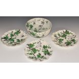 Shelley salad or dessert set of pedestal bowl and six plates decorated with peonies, H10, diameter