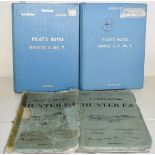 Four Royal Air Force pilot's notes manuals for Hunter F4 and 6, Hunter T Mark 7 and Hunter GA Mark