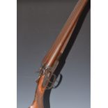 Unnamed 12 bore side by side hammer action shotgun with engraved locks, hammers, underside,