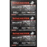 Sixty-eight Winchester Ballistic Silvertip .243 95gr rifle cartridges, all in original boxes.