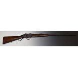 Winchester style Martini-Henry .577/450 underlever carbine rifle with engraved frame, sling