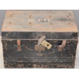 19thC metal trunk with applied Maltese Cross style decoration, W67 x D45 x H43cm