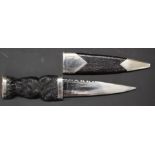 Sgian Dubh ceremonial knife by Mackay & Cuisholm, Edinburgh, with hallmarked sheath mounts and