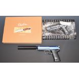 Hunter 6mm airsoft air pistol with sound moderator in original box, together with a limited