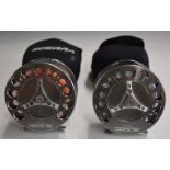 Two XDP X-Treme drag performance 10-11 fly fishing reels with lines, in soft cases