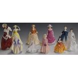 Ten Royal Doulton figurines including Christmas Morn, Fragrance, Tinkle Bell etc, tallest 16cm