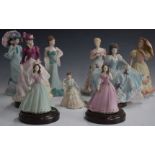 Eleven Coalport / Royal Doulton figurines including Diana, Chiswick Walk, Evening of the Opera,