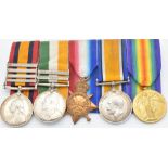 British Army Boer War and WW1 medals comprising Queen's South Africa 1899 and King's South Africa