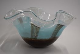 Svaja Studio glass handkerchief centerpiece bowl in the 'Cloak of Neringa' pattern, signed to