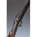 Churchill 12 bore side by side hammer action shotgun with named and engraved locks, engraved