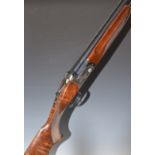 AYA Yeoman 12 bore over and under ejector shotgun with named locks and underside, border engraved