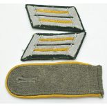 German Army WW2 Cavalry Officer's collar badges, together with a Luftwaffe shoulder board,