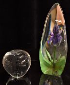 Tiffany & Co crystal glass apple with original sticker and marks to base, and a Mats Jonasson