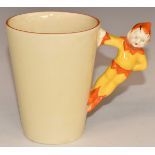 Clarice Cliff for Wilkinson Pottery mug with figural pixie handle, H10cm