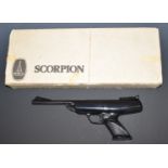 BSA Scorpion .177 taget air pistol with shaped grips and adjustable sights, serial number A46279, in